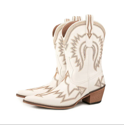 Elegante Cowboystiefel Leder Damen Westernstil