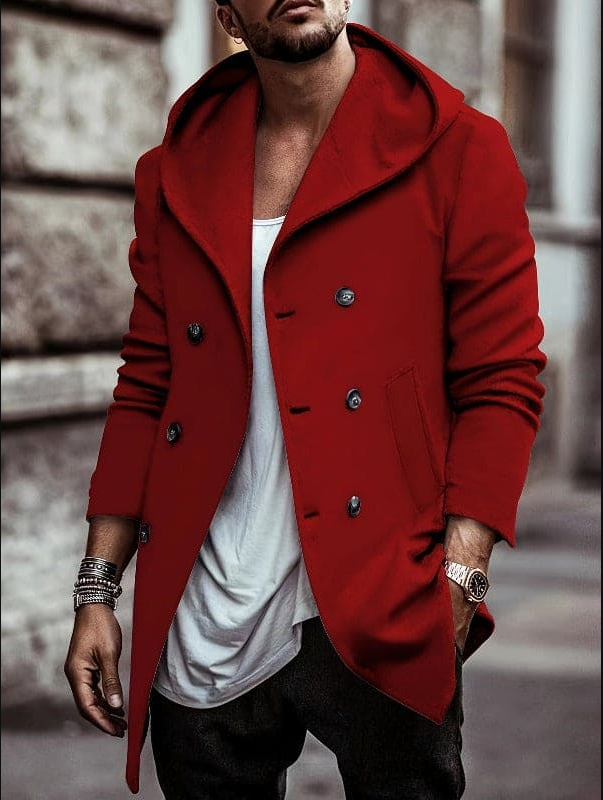 Herren-Parka Warm Kapuze Langarm