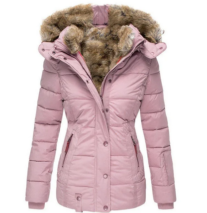 Damen Wintermantel Fellkapuze Luxus Design