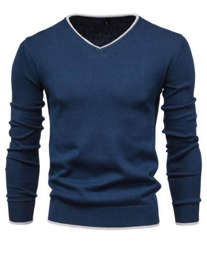 Elegant V-Ausschnitt Pullover aus edlem Silbergrau