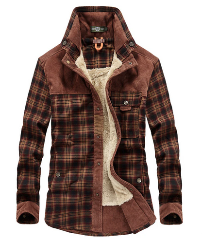 Herren Wintermantel Flanell Stehkragen Warm