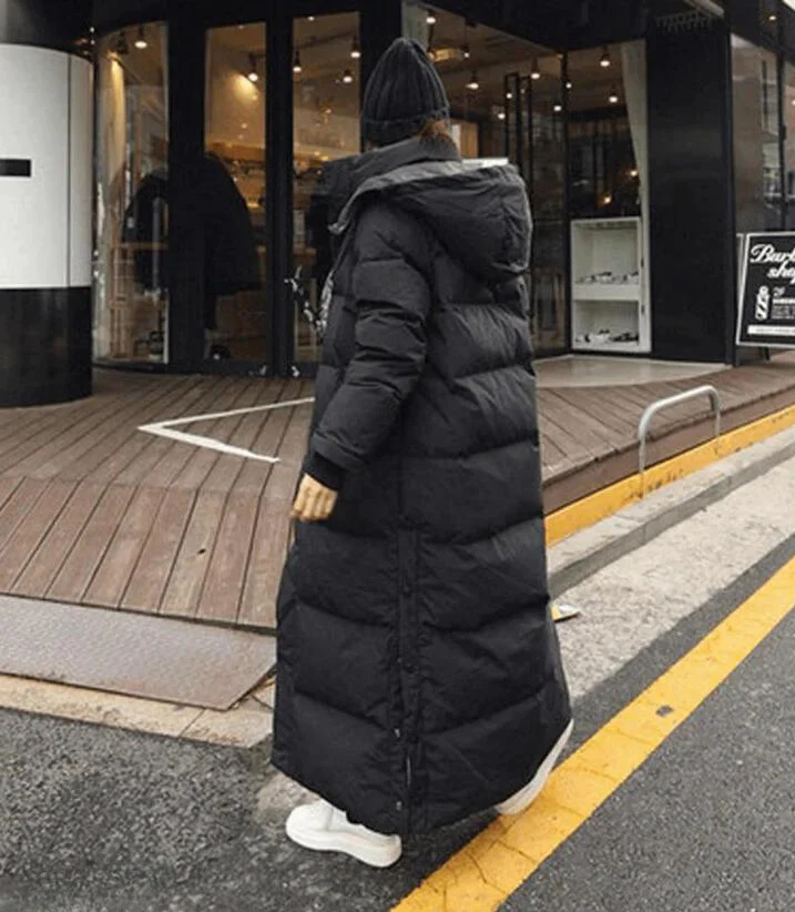Winterdaunenjacke Damen Kapuze Lang