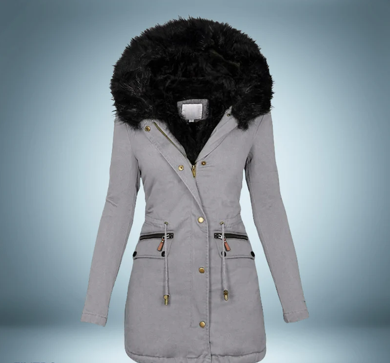 Exklusiver Parka mit Pelzkragen Schwarz Luxus Design