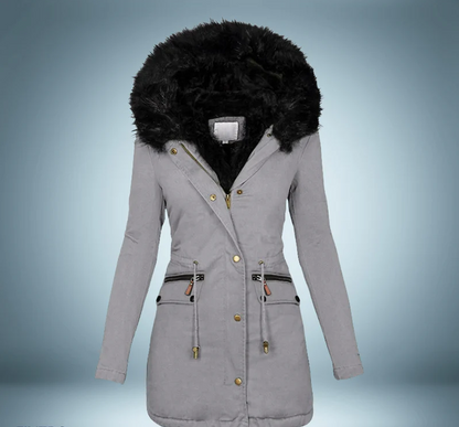 Exklusiver Parka mit Pelzkragen Schwarz Luxus Design