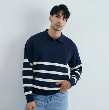 Herren Strickpullover Streifen Kragen Modern