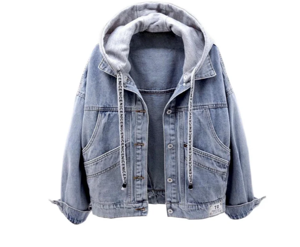 Lia - Mode Damen Jeansjacke Kapuzenjacke Trendy - IdealeKleiden