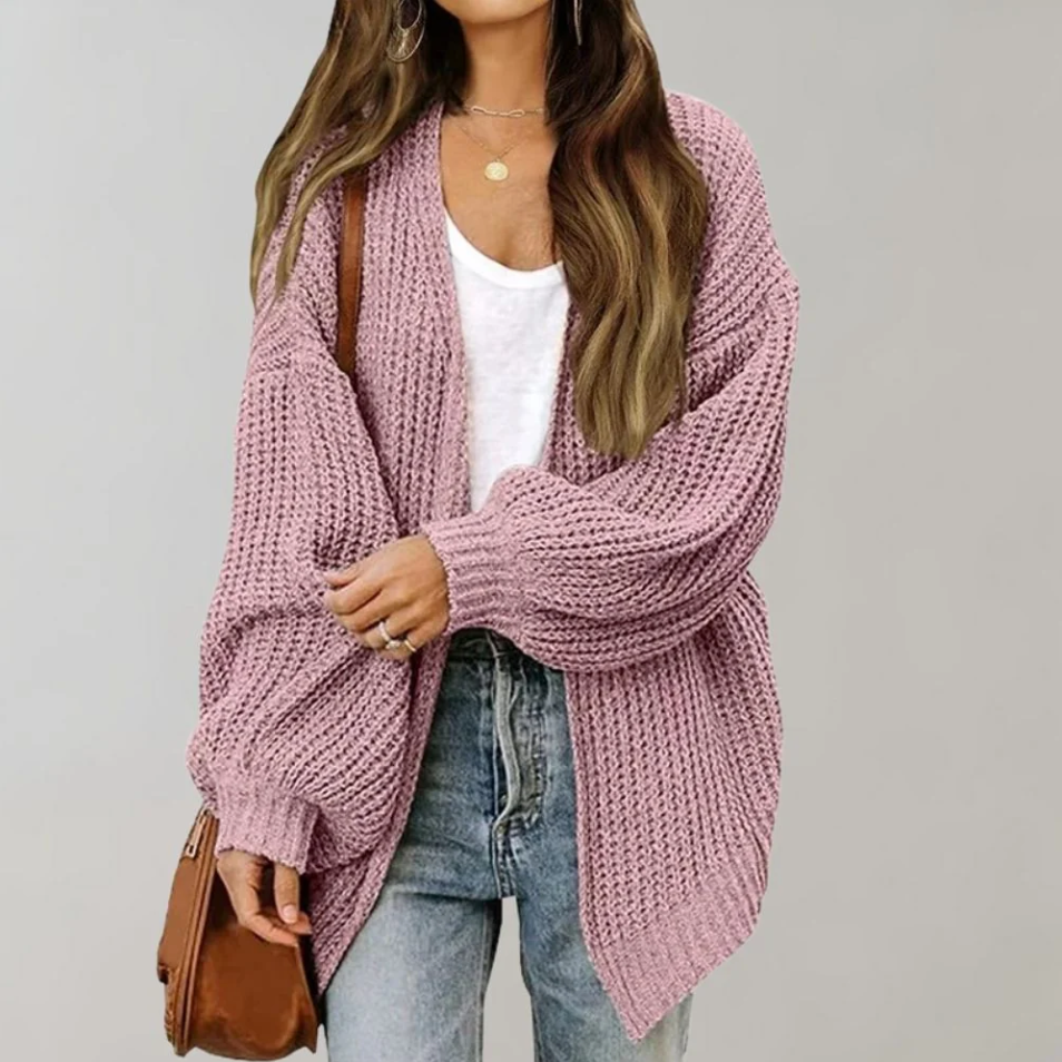 Lässige Damenstrickjacke Bequem Geschnürt
