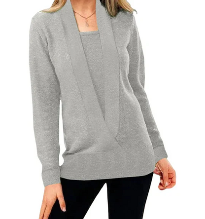 Einzigartiger Strickpullover V-Ausschnitt Damen