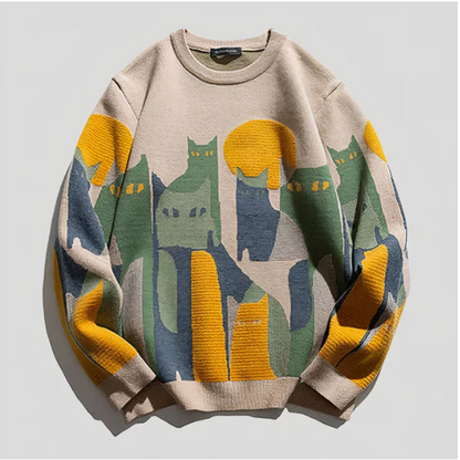 Kätzchen Pullover Damen Weich Gemütlich - IdealeKleiden