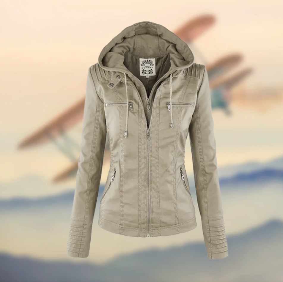 Elegante Lederjacke Damen Schwarz