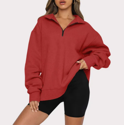 Damen Sweatshirt Mit Kragen Elegante Style