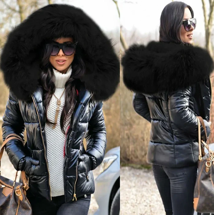 Eleganter Damen Wintermantel mit Kunstfell