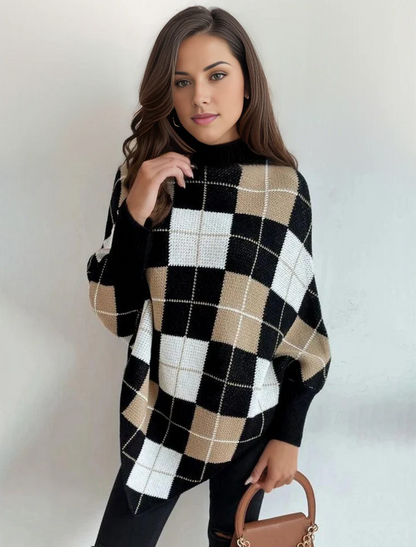 Lina | Damen Pullover Chic Hochhalsschluss - IdealeKleiden