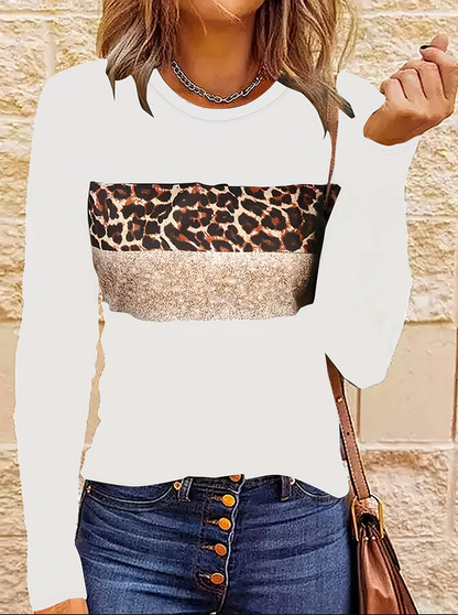 Leopard Langarmshirt Damen Schick Style