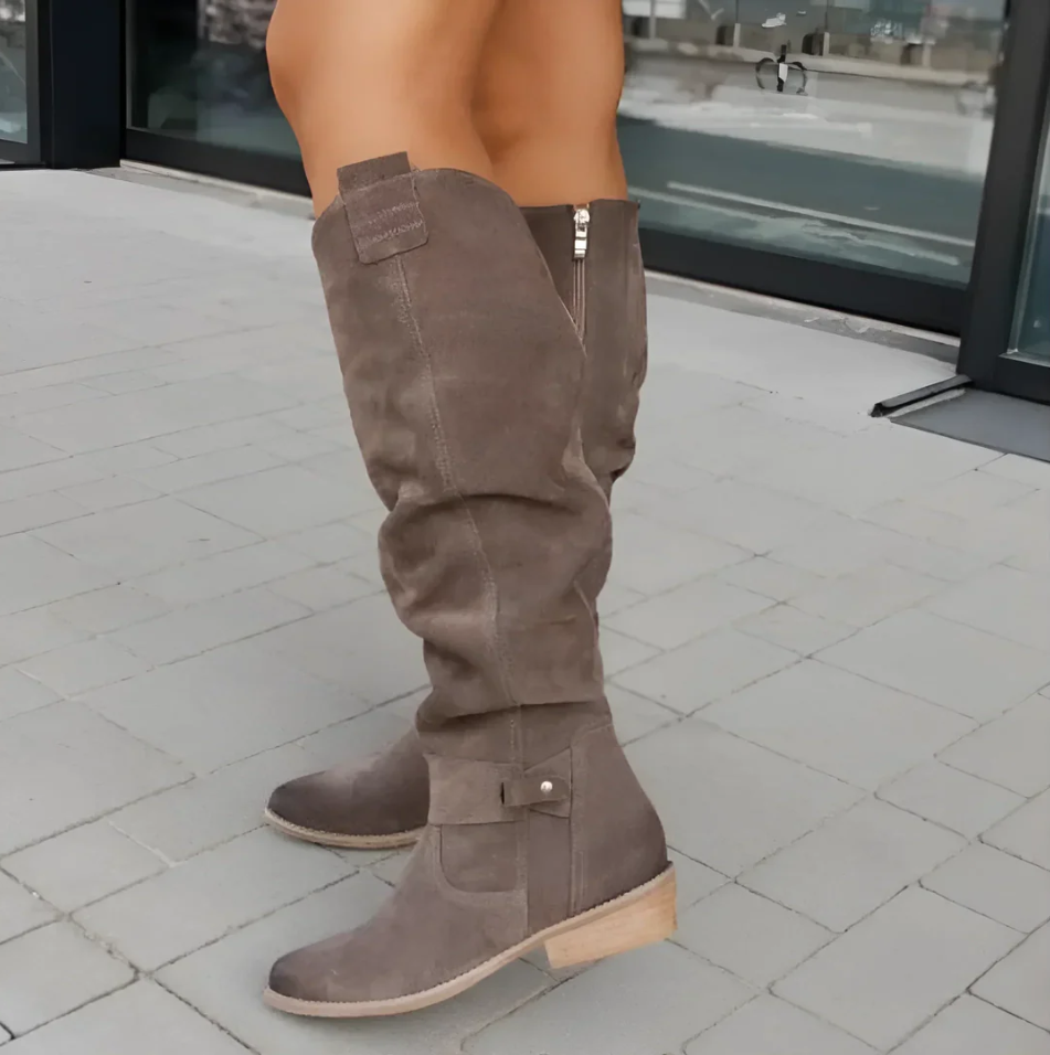 Stylische Damenstiefel Wildleder Rutschfest