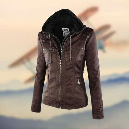 Elegante Lederjacke Damen Schwarz