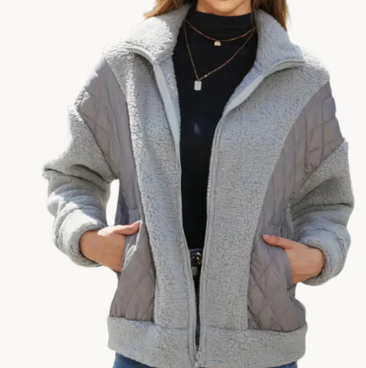 Weiche Sherpa-Damenjacke Kuschel Fleece - IdealeKleiden
