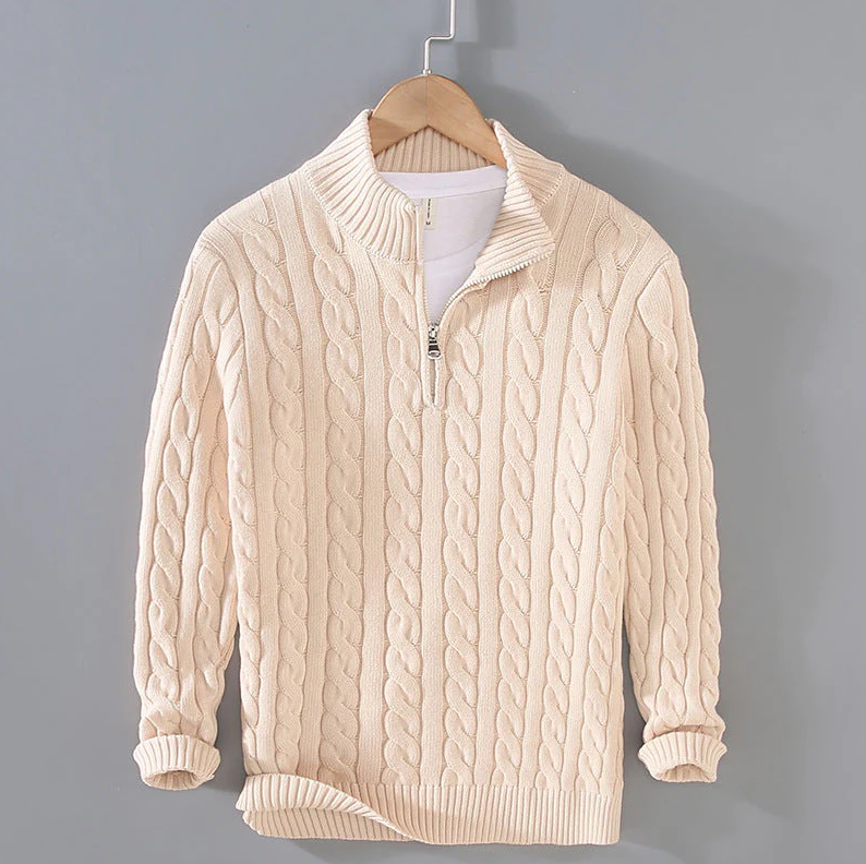 Wollpullover Mit Halbzippverschluss
