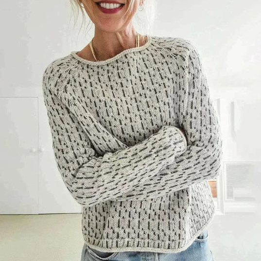 Eleganter Grauer Strickpullover Damen - IdealeKleiden