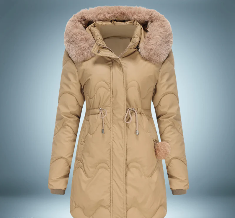 Farbenfroher Parka mit Weichpelz-Kragen
