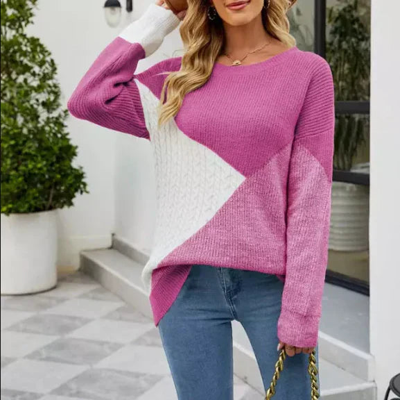 Bunt Sweatshirt Frauen Bicolor Lässig