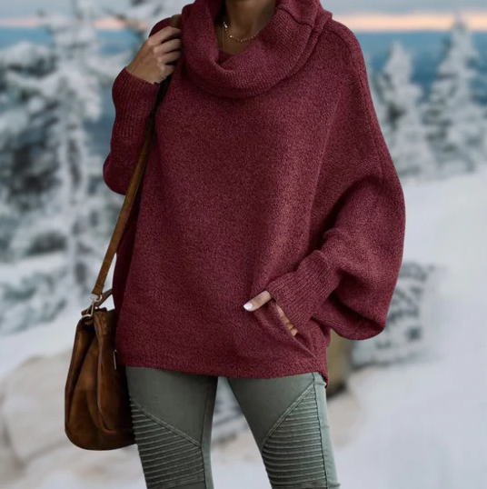 Eleganter Schildpatt-Pullover Damen Kragen - IdealeKleiden