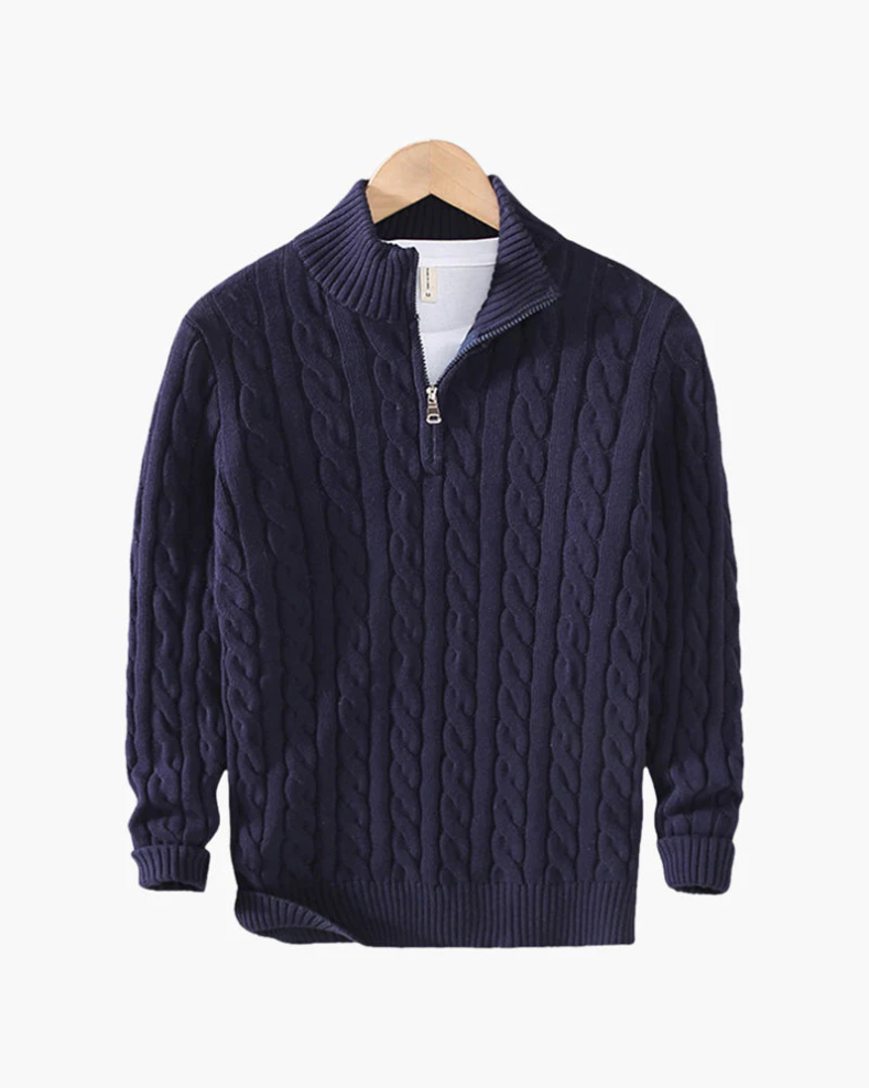 Herren Pullover Strick Modern Halbzipp
