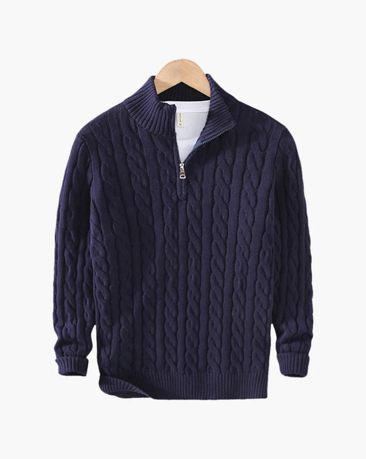 Herren Pullover Strick Modern Halbzipp