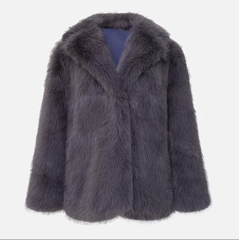 Luxus Damenjacke Weiches Kunstfell Mantel