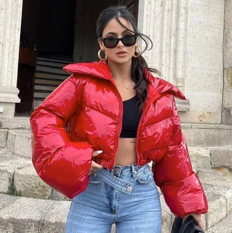 Stylische Pufferjacke Kurz Steppmuster Damen