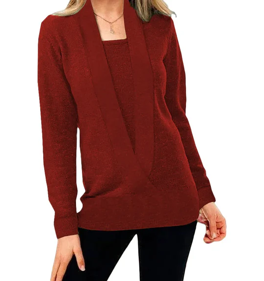 Einzigartiger Strickpullover V-Ausschnitt Damen