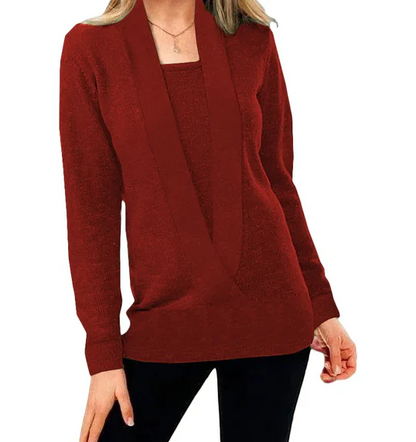 Einzigartiger Strickpullover V-Ausschnitt Damen