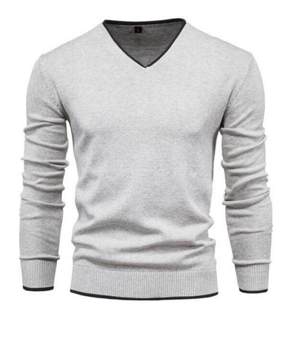 Elegant V-Ausschnitt Pullover aus edlem Silbergrau