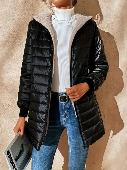 Stylischer Damen Wintermantel Elegant Schwarz
