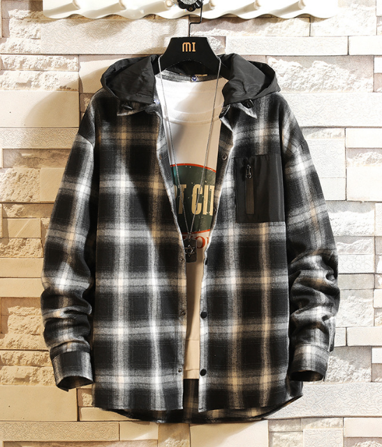 Herren Hoodie Karo Modern Sportlich