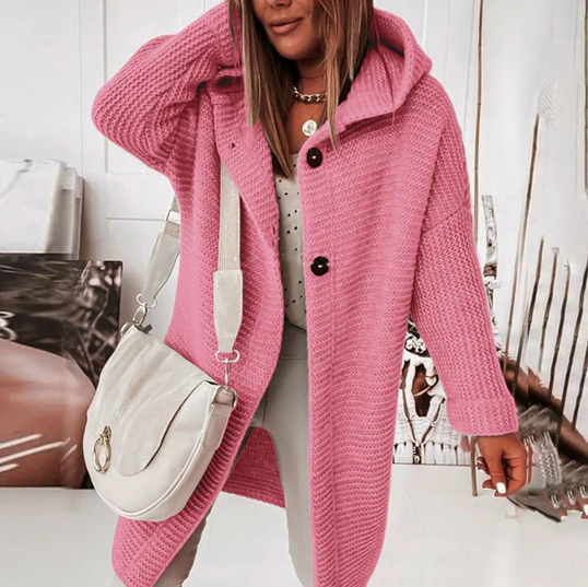 Yelena - Warme Strickjacke mit Kapuze Damen