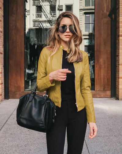 Taillierte Lederjacke Damen Slim Fit