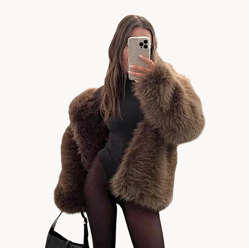 Luxus Jacke Damen Weiches Kunstfell