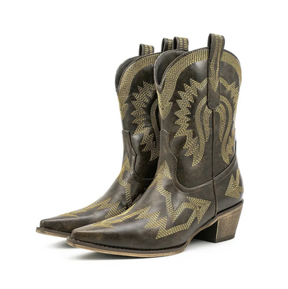 Elegante Cowboystiefel Leder Damen Westernstil