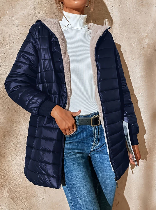 Stylischer Damen Wintermantel Elegant Schwarz