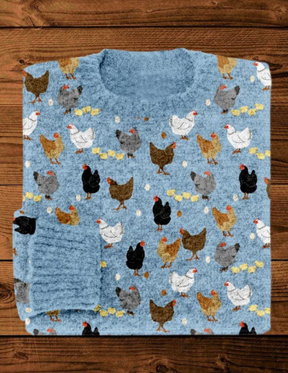 Seren – Retro Pullover mit Hühnchen Motiv