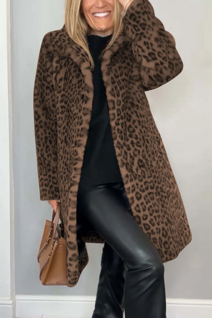 Stylische Damen Winterjacke Leopard Muster