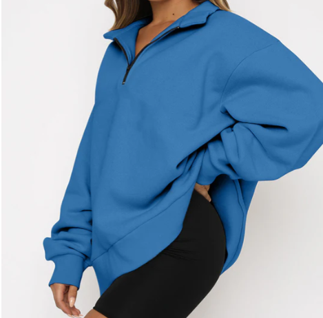 Damen Sweatshirt Mit Kragen Elegante Style