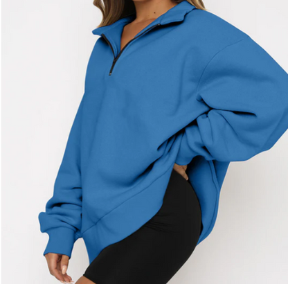Damen Sweatshirt Mit Kragen Elegante Style