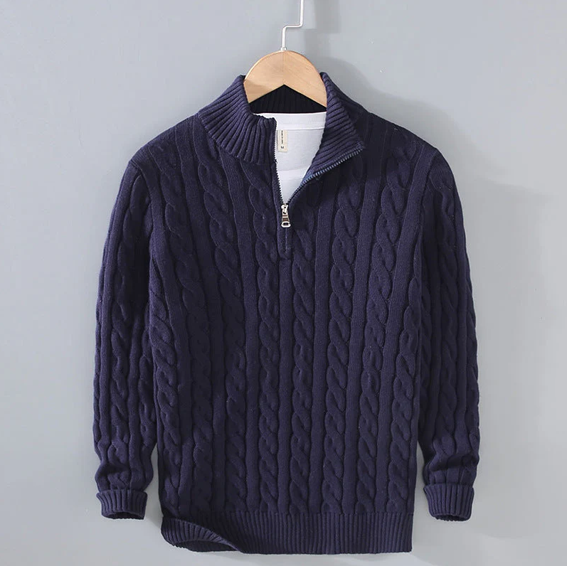 Wollpullover Mit Halbzippverschluss