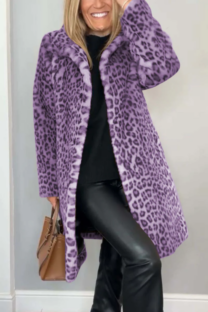 Frauen Winterjacke Leopard Muster Elegant