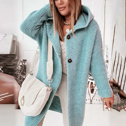 Yelena - Warme Strickjacke mit Kapuze Damen