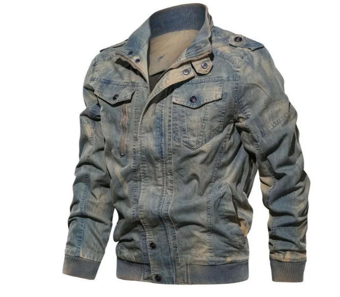 Herren Jeansjacke Stehkragen Modern
