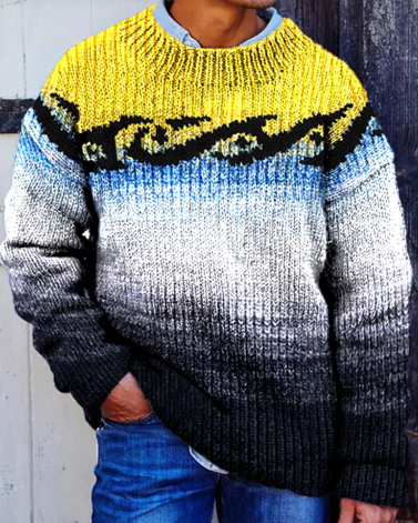 Stylischer Pullover Rundhals Farbverlauf - IdealeKleiden