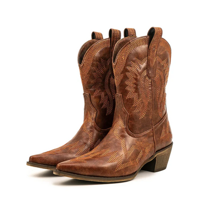 Elegante Cowboystiefel Leder Damen Westernstil